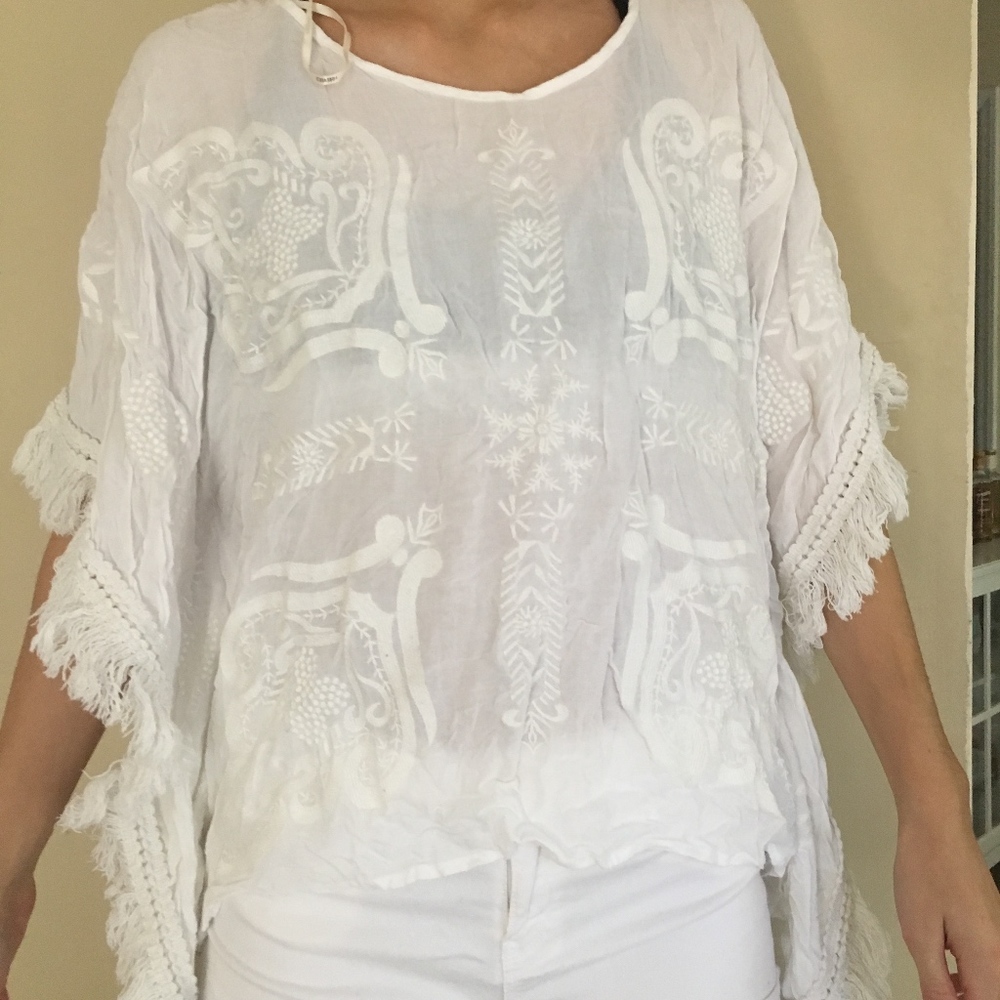 White Poncho Top
